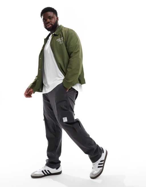 ASOS DESIGN slim cargo trouser in charcoal with patch