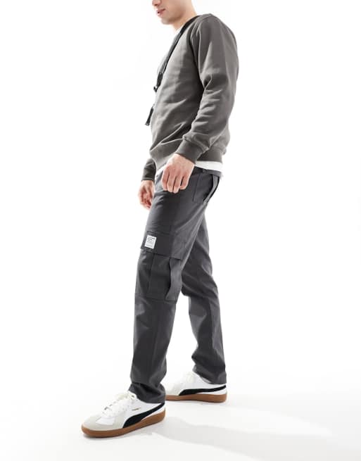 ASOS DESIGN slim cargo trouser in charcoal with patch