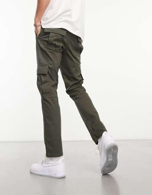 ASOS DESIGN Tall slim cargo pants with pockets in sand