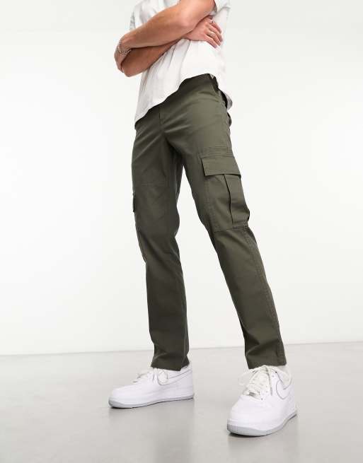 ASOS DESIGN slim cargo pants in dark khaki