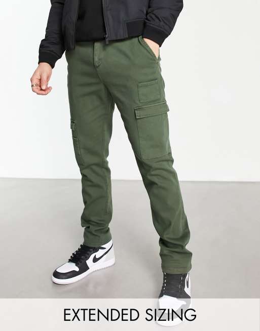 ASOS DESIGN slim fit cargo pants in washed khaki