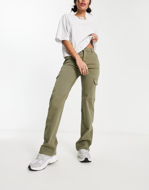 ASOS DESIGN skinny cargo cuffed pants in khaki