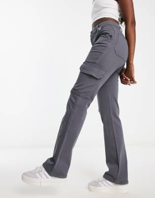Asos Design Slim Cargo Pants With Pockets In Gray In Gray