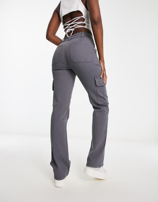 ASOS DESIGN slim cargo pants with pockets in gray