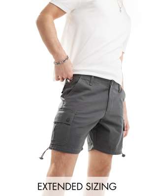 ASOS DESIGN slim cargo short in charcoal grey - view 1