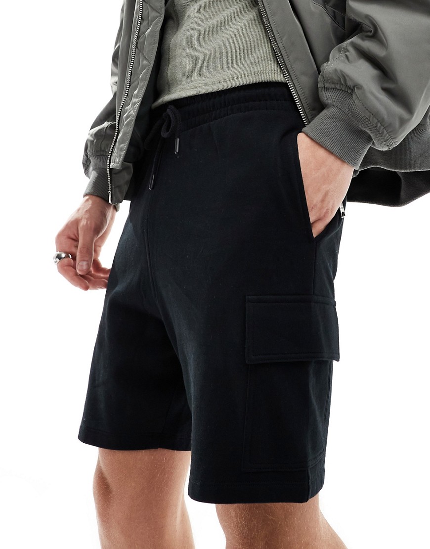 Asos Design Slim Cargo Shorts In Black