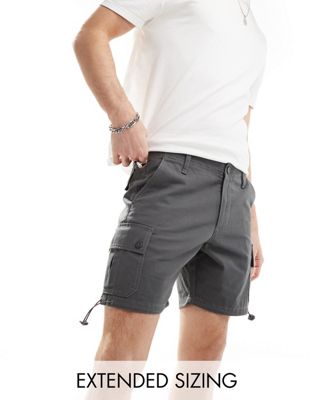 Asos Design Slim Cargo Shorts In Charcoal Gray-navy