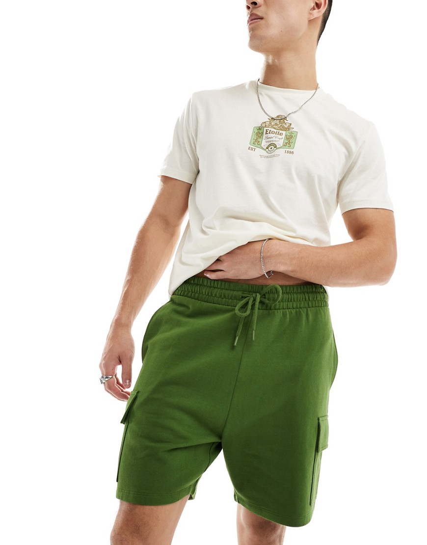 slim cargo shorts in green
