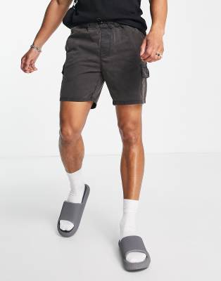 ASOS DESIGN slim cargo shorts with acid wash