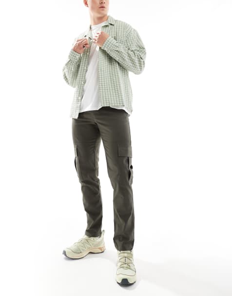 ASOS DESIGN slim cargo trouser in dark khaki - view 1