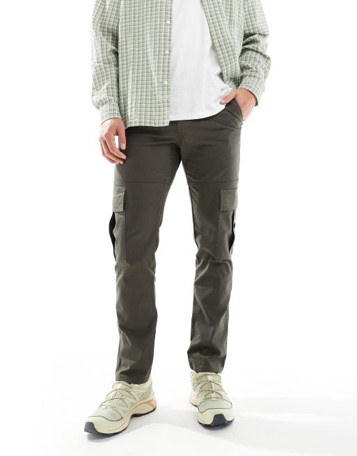 ASOS DESIGN slim cargo pants in dark khaki