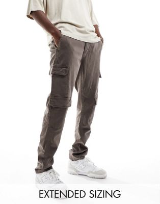 ASOS DESIGN slim cargo trousers in brown