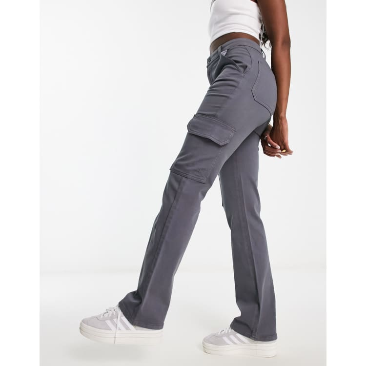 ASOS DESIGN slim cargo with pockets in grey