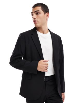 Asos Design Slim Casual Suit Jacket In Black