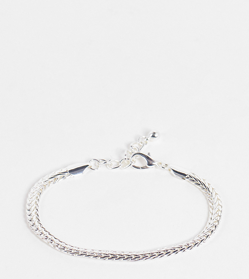 ASOS DESIGN slim chain bracelet with flat links in real silver plate