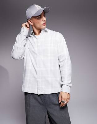 ASOS DESIGN slim check shirt in grey