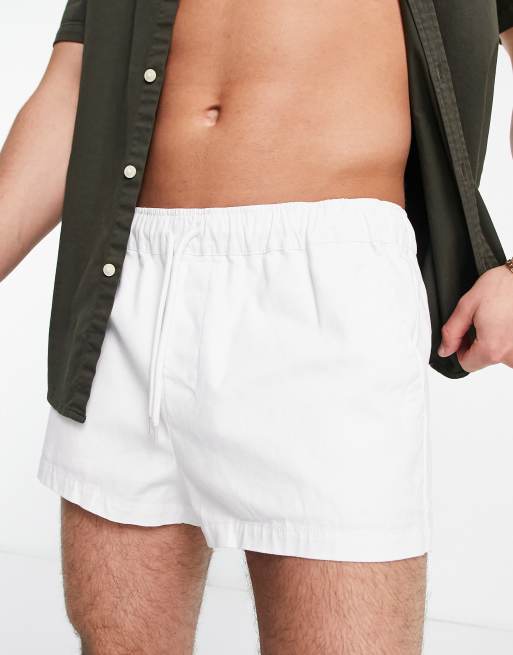ASOS DESIGN slim chino in extreme shorter length with elasticated waist in white 