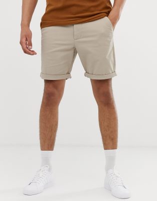 ASOS DESIGN slim chino shorts in beige | ASOS