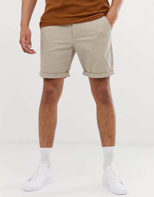 ASOS DESIGN slim chino shorts in beige | ASOS