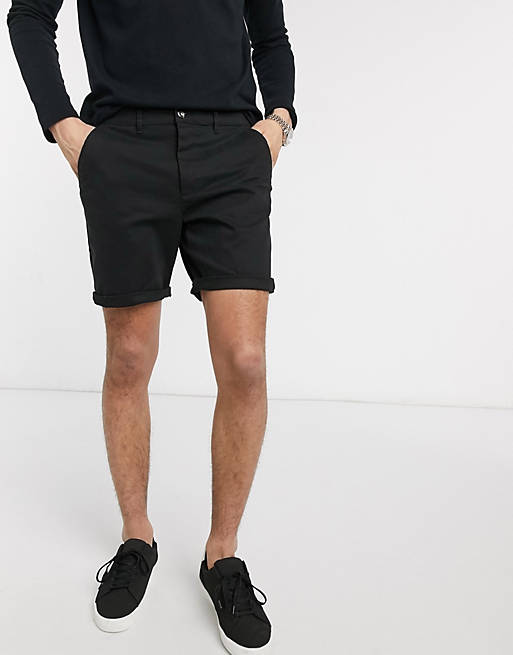ASOS DESIGN slim chino shorts in black