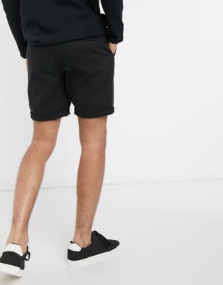 slim black shorts