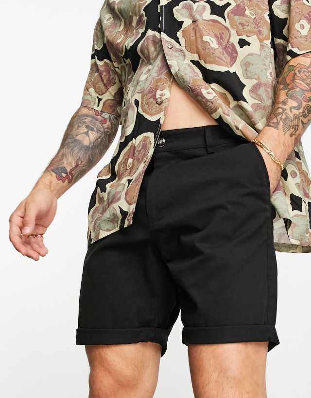 ASOS DESIGN slim chino shorts in black