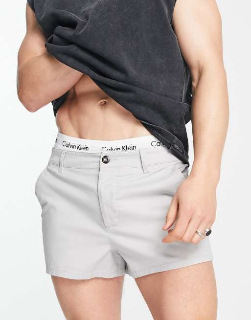 ASOS DESIGN chino shorts in extreme shorter length in grey