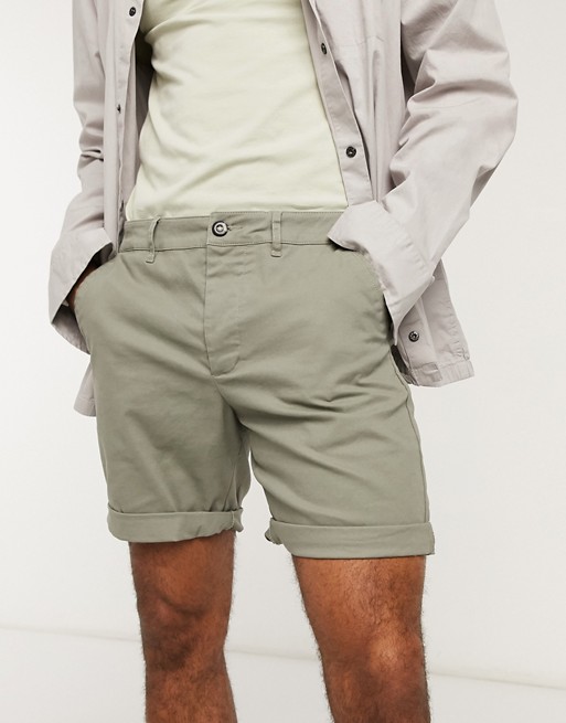 ASOS DESIGN slim chino shorts in khaki