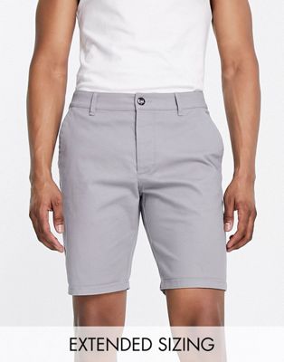 Asos Design Skinny Chino Shorts In Light Gray-grey