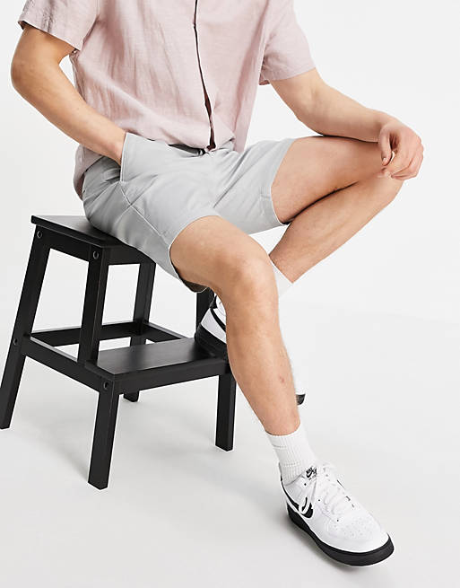  slim chino shorts in light grey 