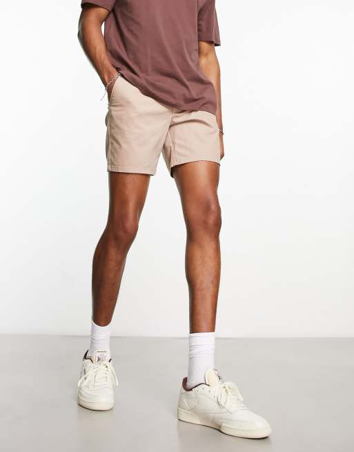 ASOS DESIGN slim chino shorts in mid length in white