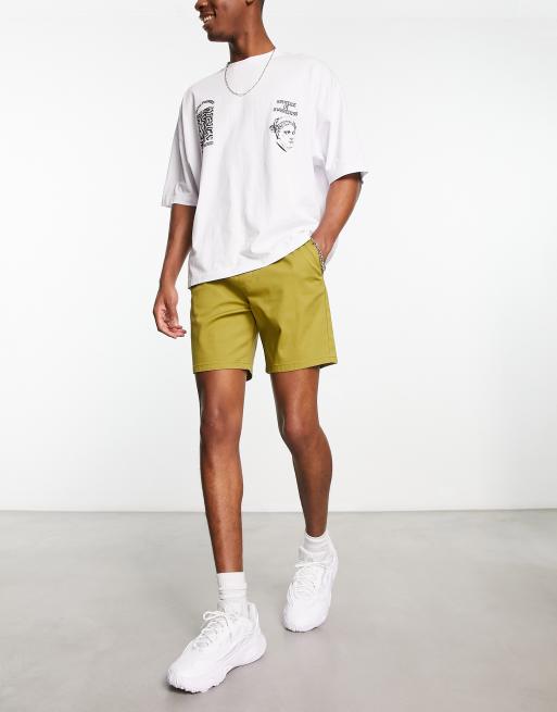 ASOS DESIGN slim shorts in mid length in ecru