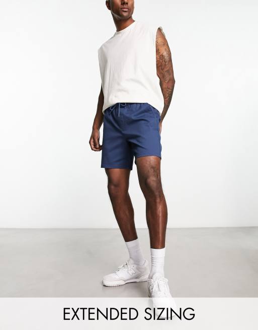 ASOS DESIGN slim chino shorts in mid length in navy