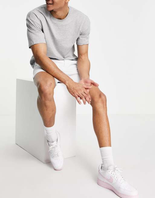 ASOS DESIGN slim shorts in mid length in ecru