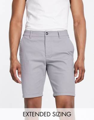 slim chino shorts in mid length light gray