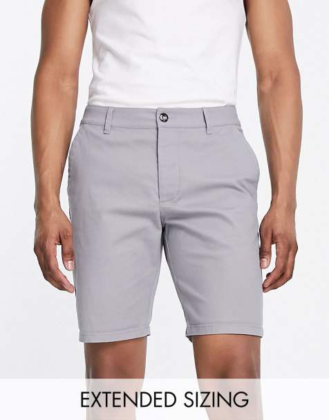ASOS DESIGN slim chino shorts in mid length light grey  - view 1