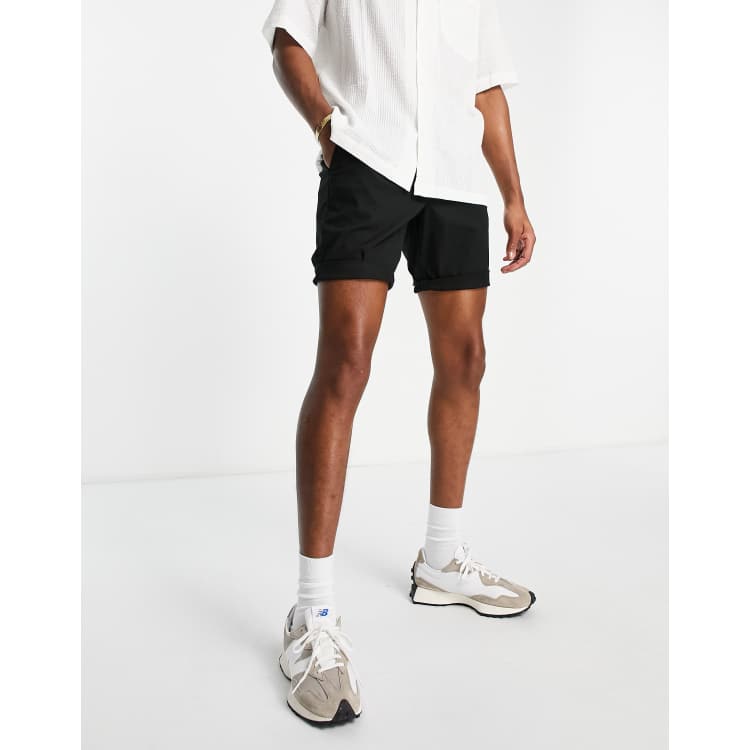 ASOS DESIGN skinny chino shorts in black