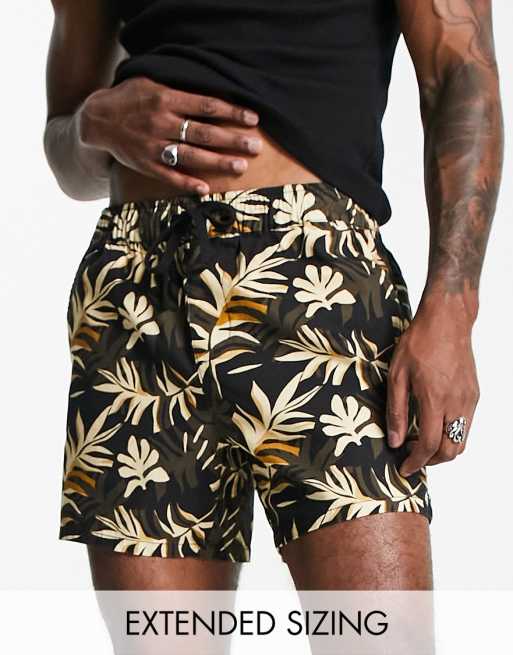 ASOS DESIGN slim chino shorts in shorter length in palm print 
