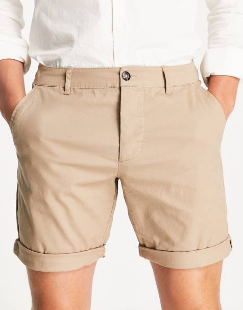 ASOS DESIGN slim chino shorts in stone - view 1