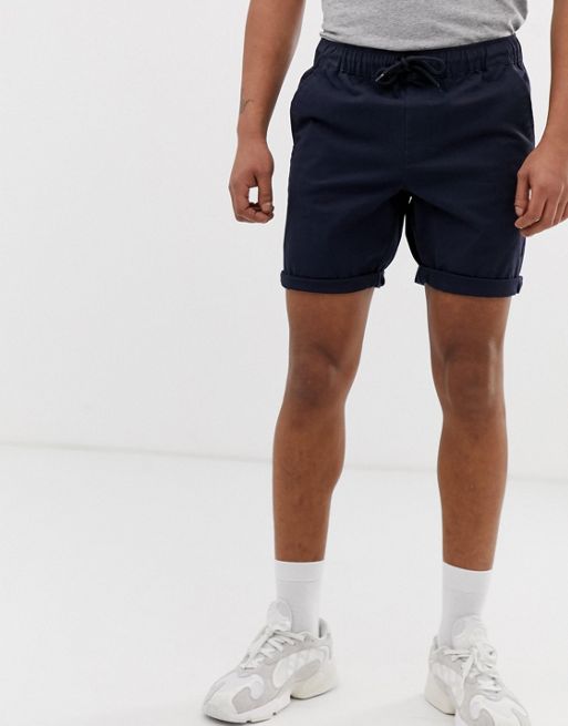 ASOS DESIGN slim chino shorts in navy