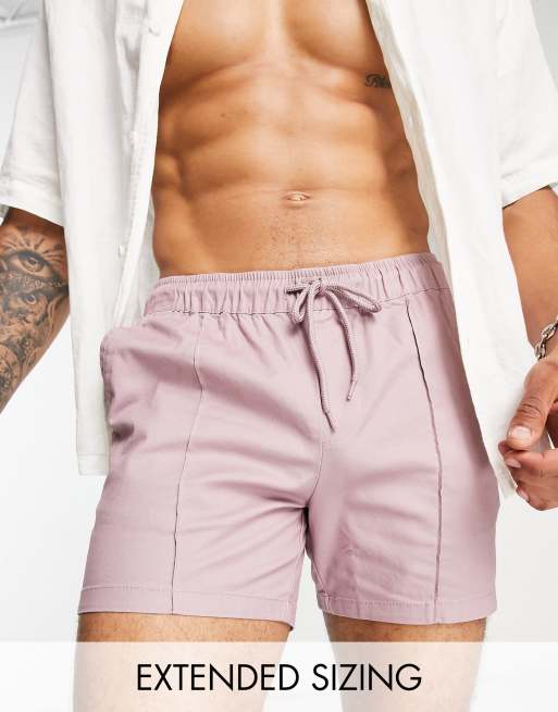 ASOS DESIGN slim chino shorts with elasticated waist in pink