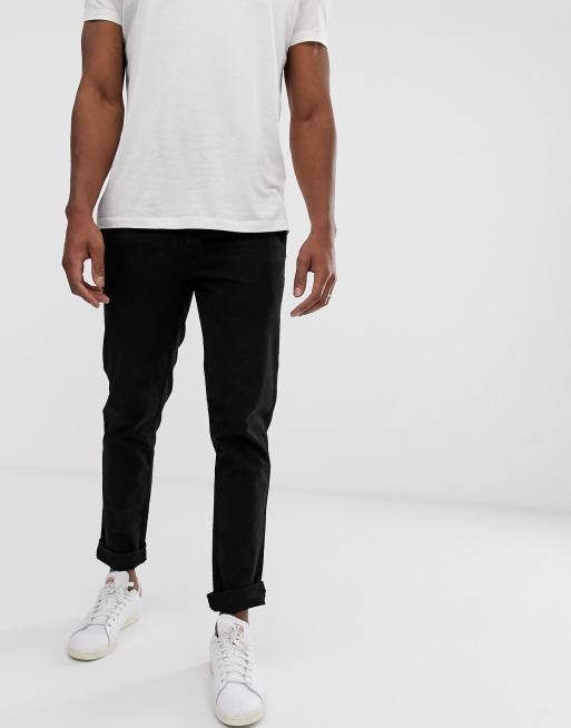 Asos Design Slim Chinos In Black Asos