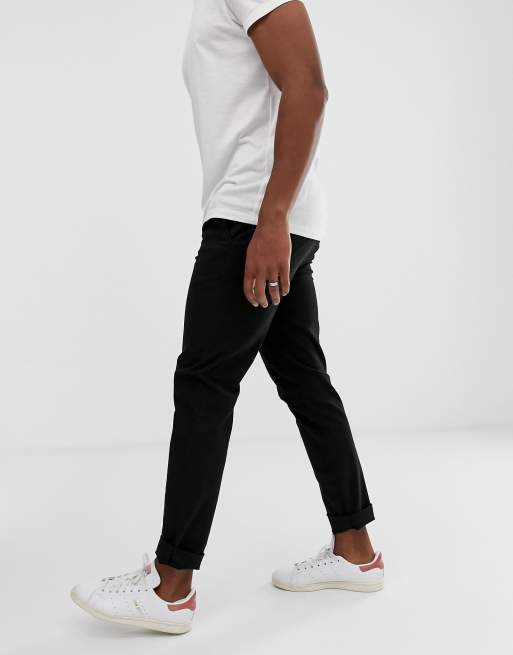Asos Design Slim Chinos In Black Asos