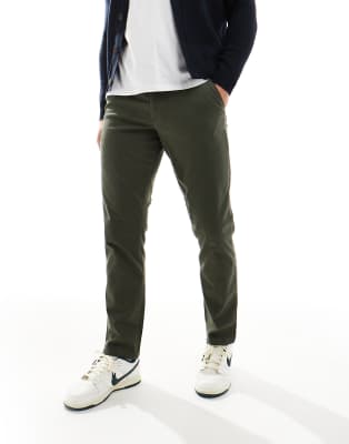 ASOS DESIGN slim chinos in dark khaki - ASOS Price Checker