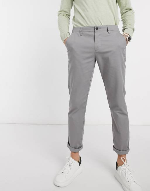 ASOS DESIGN slim chinos in light gray ASOS