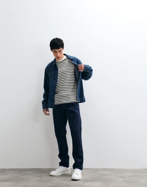 ASOS DESIGN slim chinos in navy
