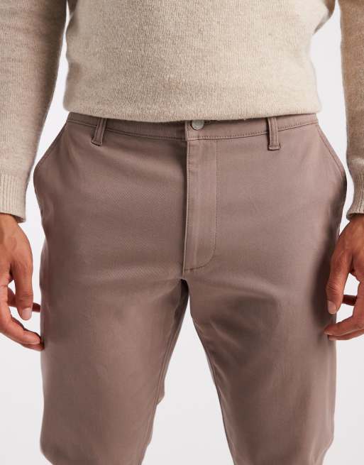 ASOS DESIGN slim chinos in washed brown, 4 of 5