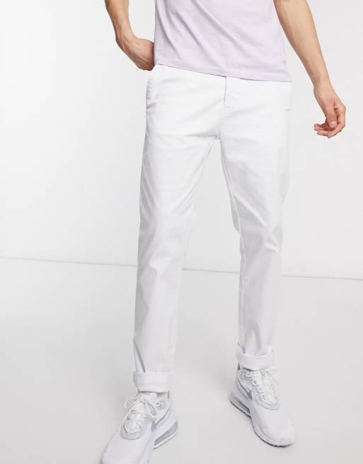 White slim chino store pants