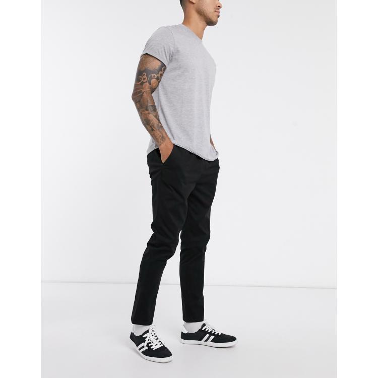 ASOS DESIGN slim chinos with elastic waist in black