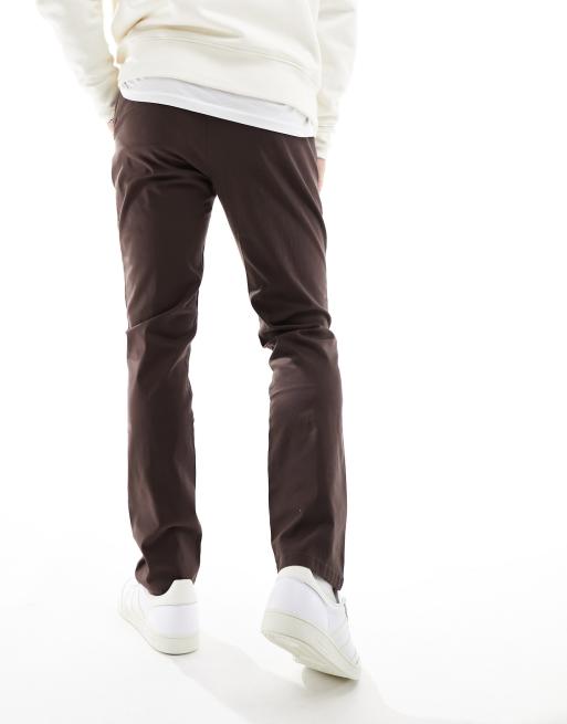 ASOS DESIGN slim chinos with pin tucks in brown, 3 of 5